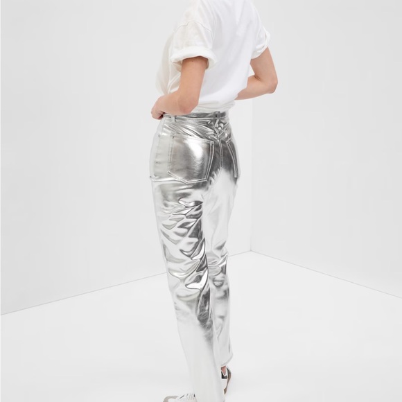 High Rise Vegan Leather Cheeky Straight Pants - Picture 2 of 4